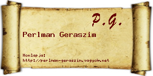 Perlman Geraszim névjegykártya